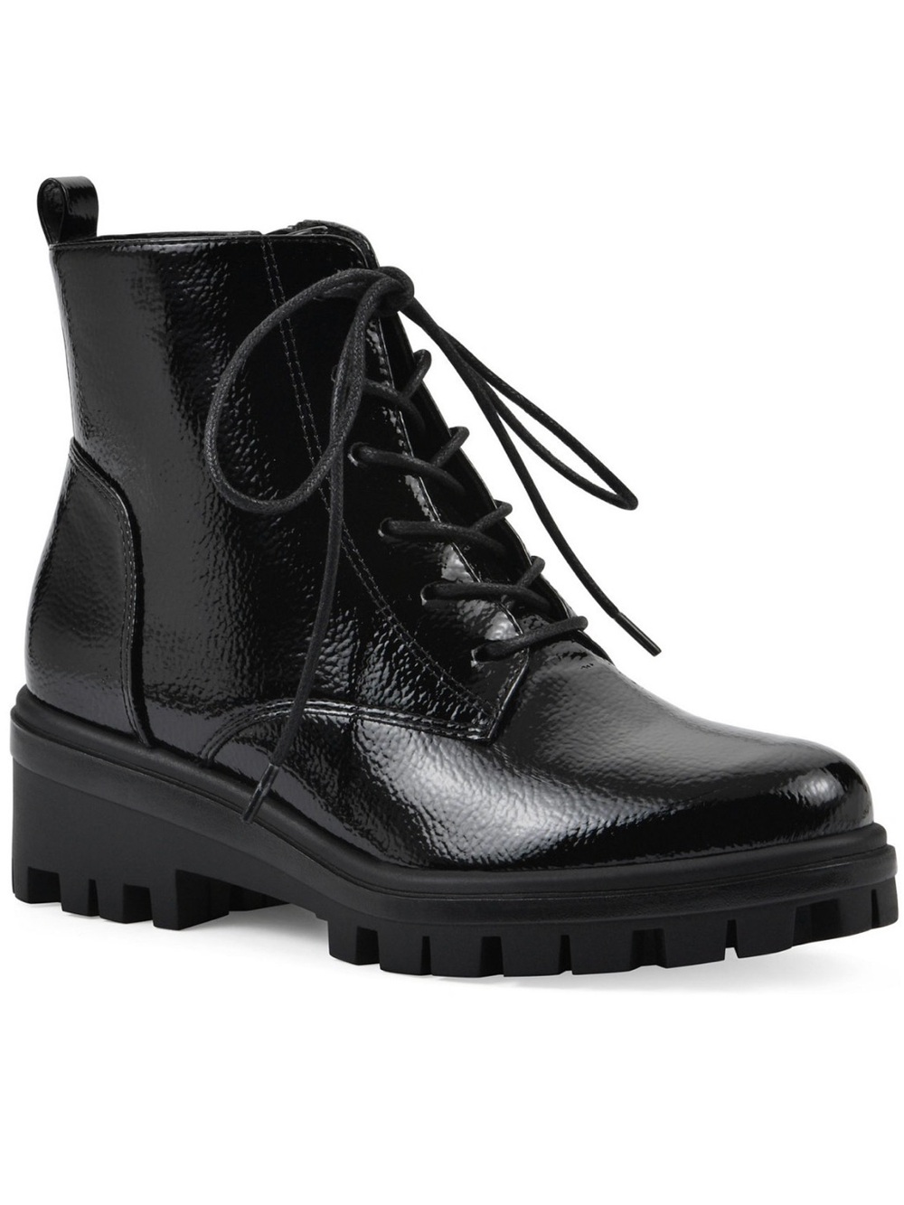 White Mountain Black Patent Lug Sole Boots Size 6.5
